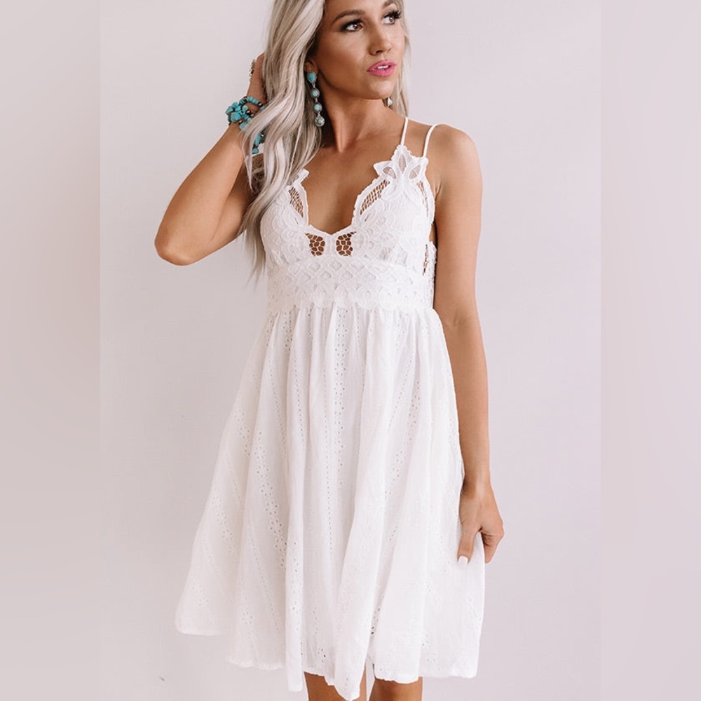 White Eyelet Lace Dress